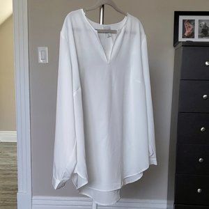 Size 2x Ava & Viv White Long Sleeve Blouse